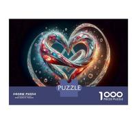 Puzzle pour Adolescents 1000 Pièces Heart-Shaped Glass Art Puzzles pour Adolescents Jeux Relaxants Cadeaux pour Femmes pour Anniversaire, Noël 70x50cm/1000pcs
