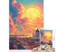 Puzzle pour Adolescents 1000 pièces Helsinki Finlande Coucher de Soleil Décoration intérieure Jouet Amusant Cadeau Pratique Jeu Relaxant Dimensions 38x26cm