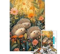 Puzzle pour Adolescents 1000 pièces Hérissons dans Un Champ de Fleurs Puzzle Adulte à Monter soi-même Jeu de rapidité et de difficulté (Taille 50x75cm)