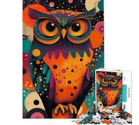 Puzzle pour Adolescents 1000 pièces Hibou coloré sur Fond Abstrait Jeu de réflexion et de logique pour Les Amis et la Famille (38x26cm)