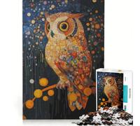 Puzzle pour Adolescents 1000 pièces Hibou dans Un Jardin étoilé Jeu Relaxant Décoration intérieure Convient pour la décoration de Bureau 38x26cm