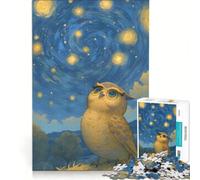 Puzzle pour Adolescents 1000 pièces Hibou sous Un Ciel étoilé Jeu éducatif Améliore la mémoire Cadeau d'anniversaire 38x52cm