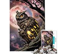 Puzzle pour Adolescents 1000 pièces Hibou Steampunk dans l'espace Puzzle Anti-Stress pour Adolescents Jeu d'analyse et de logique Aide à l'exercice cérébral (Dimensions 38x26cm)
