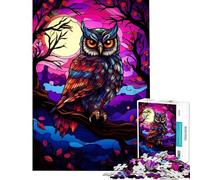 Puzzle pour Adolescents 1000 pièces Hibou Vitrail Couleurs Vives Difficile et Stimulant Cadeau d'anniversaire Jeu éducatif pour Les 14 Ans et Plus Jeu de Puzzle Offert (38x52cm)