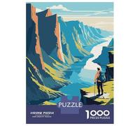Puzzle pour Adolescents 1000 Pièces Hiker Overlooking Canyon River Landscape Puzzles pour Adultes Activités Familiales Interaction Parent-Enfant Jeu Au Design Élégant 52x38cm/1000pcs