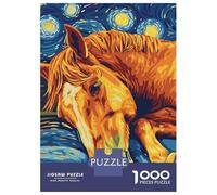 Puzzle pour Adolescents 1000 Pièces Horse in Starry Night Style Puzzle pour Adultes Jouets À Monter Soi-même Analyse Et Logique Difficile Et Stimulant 70x50cm/1000pcs