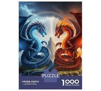 Puzzle pour Adolescents 1000 Pièces Ice and Fire Dragons Confrontation Puzzle pour Adultes Jouet Décoration Murale Course De Vitesse Manuelle Défi Éducatif 38x26cm/1000pcs