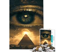 Puzzle pour adolescents 1000 pièces Œil de Râ et pyramides d'Égypte Puzzle adulte Jeu manuel Idéal pour passer le temps pendant les vacances Offre spéciale comme cadeau pour toute la famille (38x26cm)