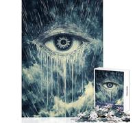 Puzzle pour Adolescents 1000 pièces Œil Qui pleure dans la tempête Jeu éducatif Course de Vitesse Manuelle Jouets à Monter soi-même avec Poster et Feuille de Questions Assortis (38x52cm)