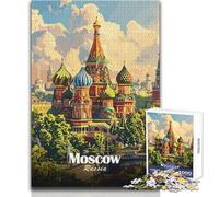 Puzzle pour Adolescents 1000 pièces,Illustration Artistique de la Ville de Moscou,Russie,idéal pour s'amuser en Famille,Apprendre et Offrir comme Cadeau éducatif ou d'anniversaire Dimensions 50x75cm