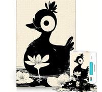 Puzzle pour adolescents, 1000 pièces, illustration de canard en noir et blanc, découpe fine, activité de réflexion intelligente, temps de jeu agréable, calme (38 x 26 cm)