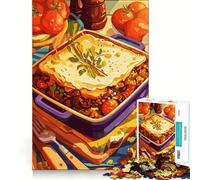 Puzzle pour Adolescents 1000 pièces Illustration de Nature Morte de hachis parmentier Découpe serrée Amusant Résolution de problèmes Détente Décoration de Noël (38x52cm)