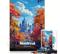 Puzzle pour adolescents 1000 pièces Illustration de paysage urbain d'automne de Montréal,Canada Découpe précise Jeu de réflexion Cadeau pour un moment de détente et de divertissement Cadeau artistique
