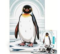 Puzzle pour Adolescents 1000 pièces Illustration de Pingouin de Dessin animé sur Un Iceberg Bords impeccables Jeu de réflexion Amusant Cadeau Ambiance chaleureuse Décoration Murale de Noël (38x52cm)