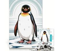 Puzzle pour Adolescents 1000 pièces Illustration de Pingouin de Dessin animé sur Un Iceberg Découpe serrée Jeu de réflexion Amusant et créatif Détente Cadeau Artistique de Noël (50x75cm)