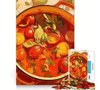 Puzzle pour Adolescents 1000 pièces Illustration de Soupe aux tomates dans Un Pot Orange Découpe serrée Jeu de réflexion Amusant et créatif Détente et Divertissement Cadeau Artistique de Noël