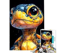 Puzzle pour Adolescents 1000 pièces Illustration de Tortue Mignonne Animal Difficile et Stimulant Analyse et logique Jouet de décoration pour la Maison À partir de 14 Ans (50x75cm)