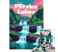 Puzzle pour Adolescents 1000 pièces Illustration du Parc National des Lacs de Plitvice Difficulté et défi Analyse et logique Jouet de décoration pour la Maison À partir de 14 Ans (38x52cm)