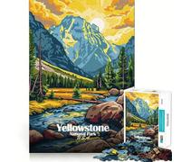 Puzzle pour Adolescents 1000 pièces Illustration du Paysage du Parc National de Yellowstone Découpe serrée Amusant Résolution de problèmes Détente Décoration de Noël (50x75cm)