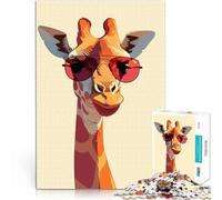Puzzle pour Adolescents 1000 pièces Illustration Minimaliste d'une Girafe aux Nuances fraîches Défi Difficile Super Cadeau 38x26cm