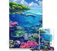 Puzzle pour Adolescents 1000 pièces Illustration vibrante d'un écosystème de récif corallien Décoration découpée soignée Jouet créatif et Amusant Jeu de Paix Pièce d'art de Noël (38x26cm)
