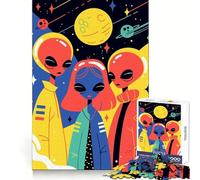 Puzzle pour Adolescents 1000 pièces,Illustrations minimalistes,Art Pop et Science-Fiction,frère et sœur extraterrestres Mignons et colorés,découpe précise,Jeu de logique,Jeu de détente,scène de Noël