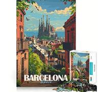 Puzzle pour adolescents - 1000 pièces - Image de la ville de Barcelone - Coupe de qualité supérieure - Amusant pour la logique et l'habileté - Gestion facile du temps - Décoration de Noël (50 x 75 cm)