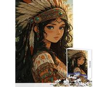 Puzzle pour Adolescents 1000 pièces inspiré des Amérindiennes avec Une Fille d'anime Jeu Impossible Passe-Temps Jouet éducatif défi éducatif (38x26cm)