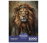 Puzzle pour Adolescents 1000 Pièces Jamaican Reggae Rasta Lion Puzzles pour Adultes Jeu Manuel Améliore La Mémoire Interaction Parent-Enfant 38x26cm/1000pcs