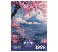 Puzzle pour Adolescents 1000 Pièces Japan Mount Fuji Sakura V2 Puzzle pour Adultes Jeu Manuel Découpe De Précision Activités Amusantes À La Maison 70x50cm/1000pcs