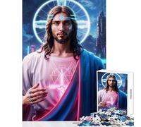 Puzzle pour Adolescents 1000 pièces Jésus à l'ère du néon Jeu Anti-Stress Cadeau d'anniversaire Jeu éducatif Collection d'artistes Beaux-Arts Format 38x52cm