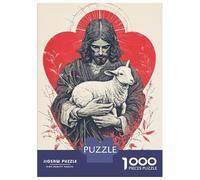 Puzzle pour Adolescents 1000 Pièces Jesus Christ Holding Lamb Puzzles pour Adultes Jeux Relaxants Décoration Murale Idéal comme Cadeau pour Toute La Famille 70x50cm/1000pcs