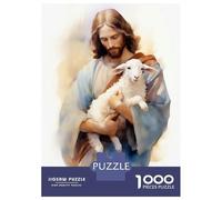 Puzzle pour Adolescents 1000 Pièces Jesus Christ - The Good Shepherd Puzzle pour Adultes Jeu De Réflexion Décoration Murale Cadeau Anti-Stress 38x26cm/1000pcs