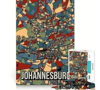 Puzzle pour Adolescents 1000 pièces Johannesburg,Carte Vintage de la Ville d'Afrique du Sud,Art,Ajustement serré,Jeu Stimulant,Loisirs,Divertissement,Cadeau Artistique de Noël (50x75cm)