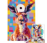 Puzzle pour Adolescents 1000 pièces Kangourou avec Chapeau en Papier Toilette Jeu éducatif et Stimulant pour Toute la Famille Défi Difficile pour Les Jeux (Dimensions 38x52cm)