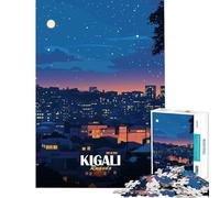 Puzzle pour Adolescents 1000 pièces Kigali Rwanda Paysage Urbain Nocturne Jeu éducatif Jouet Jeu intellectuel Idée Cadeau Amusant et Humoristique (Dimensions 38x52cm)