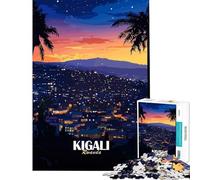 Puzzle pour Adolescents 1000 pièces Kigali Rwanda Paysage Urbain Nocturne Jeu intellectuel et éducatif Activités familiales Cadeau d'anniversaire (Dimensions 50x75cm)