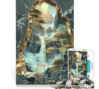 Puzzle pour Adolescents 1000 pièces Kintsugi en marbre Vert Jouet éducatif améliore la mémoire avec Poster et fiche de Questions-réponses Assortis 50x75cm
