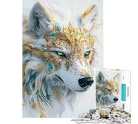 Puzzle pour Adolescents 1000 pièces Kintsugi Visage de Loup Puzzle Adulte Anti-Stress Jouet de décoration ou d'anniversaire (Dimensions 38x52cm)