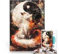 Puzzle pour Adolescents 1000 pièces Kitsune et Yin Yang Jouets de Divertissement Familial Décoration d'intérieur 75x50cm