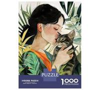 Puzzle pour Adolescents 1000 Pièces Kitty I Love You Cat Art Puzzle pour Adultes Jeu De Réflexion Décoration Murale Cadeau Anti-Stress 38x26cm/1000pcs