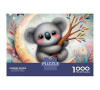 Puzzle pour Adolescents 1000 Pièces Koala on Crescent Moon Puzzle pour Adultes Jeu Pratique Analyse Et Logique Interaction Parent-Enfant 52x38cm/1000pcs