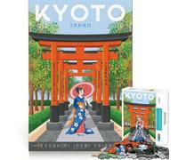 Puzzle pour Adolescents 1000 pièces Kyoto Japon Affiche de Voyage Jeu de réflexion et de détente Cadeau Artistique de Noël (38x52cm)
