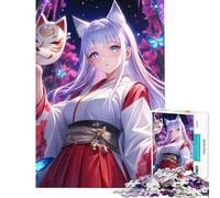 Puzzle pour Adolescents 1000 pièces Kyubi Fox Girl Masque de Renard Un défi à relever pour créer Une œuvre d'art Jouet éducatif Convient aux Personnes de 14 Ans et Plus (38x26cm)