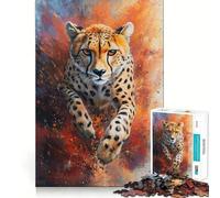 Puzzle pour Adolescents 1000 pièces La Fureur du guépard Bords impeccables Jeu de réflexion Amusant Moments de détente Décoration de Noël (38x26cm)