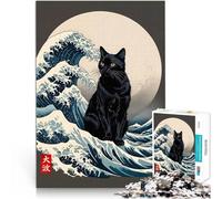Puzzle pour Adolescents 1000 pièces La Grande Vague du Chat Noir Difficile et défi Chaque pièce est Unique - Jeu Familial Stimulant et Amusant 50x70cm