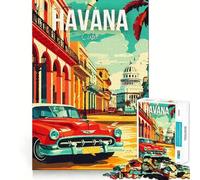 Puzzle pour Adolescents 1000 pièces La Havane Cuba Voyage Jeu de réflexion et de détente Cadeau Artistique de Noël (38x52cm)