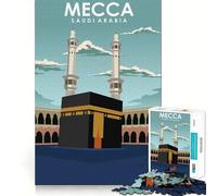 Puzzle pour Adolescents 1000 pièces La Mecque Arabie Saoudite Art Aradbia Ajustement serré Jeu Casse-tête Jeu de Loisirs Amusant Cadeau Artistique de Noël (38x26cm)