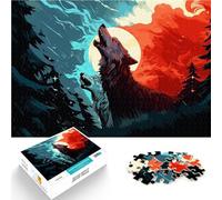 Puzzle pour Adolescents 1000 pièces La Nuit hurlante des Loups Jumeaux Jeux Amusants est idéal comme Cadeau pour Toute la Famille 75x50cm