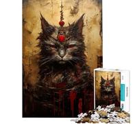 Puzzle pour Adolescents 1000 pièces La Reine Chat Vintage Dieu Difficile et Stimulant Analyse et Logique Jouet de décoration pour la Maison À partir de 14 Ans (38x26cm)